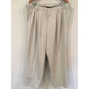NEW Dockers Men 42x30 Pants Ivory Pleated D4 Relaxed 100% Cotton‎ Career Preppy
